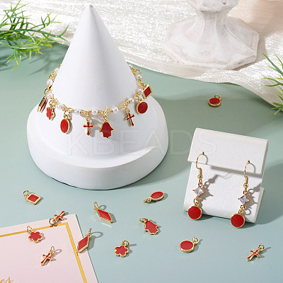 21Pcs 7 Styles Brass Enamel Charms KK-TA0003-19D-1