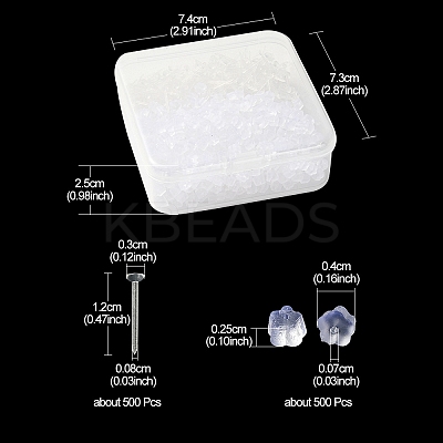 500Pcs Plastic Stud Earring Findings KY-YW0001-28-1