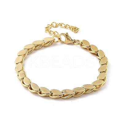 304 Stainless Steel Oval Link Chain Bracelets for Women BJEW-F488-18G-1