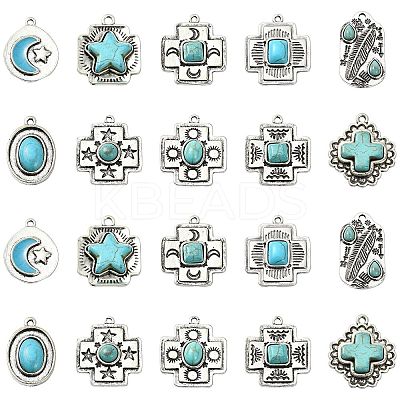 10Pcs 10 Styles Tibetan Style Alloy Pendants FIND-CJ0002-17-1