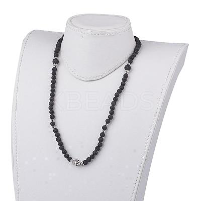 Natural Lava Rock Beaded Wrap Bracelets BJEW-JB02582-1