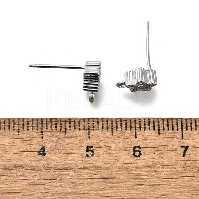 Brass with Cubic Zirconia Stud Earring Finding LS-KK-Q048-17P-1