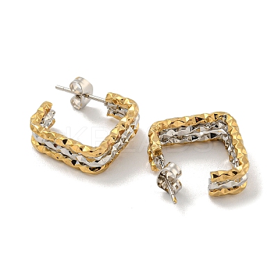 202 Stainless Steel Square Multi Layered Stud Earrings EJEW-H003-12GP-1
