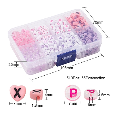 8 Style Pink & Purple Series Opaque Acrylic Beads MACR-YW0001-50-1