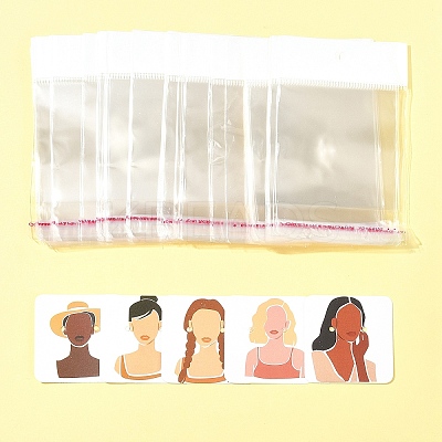 100Pcs 5 Styles Square Girl Print Paper Earring Display Cards CDIS-FS0001-25-1