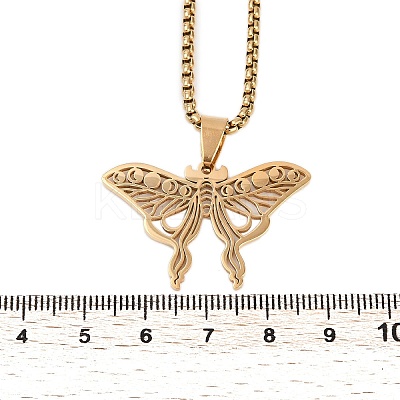 Hollow Out Butterfly 201 Stainless Steel Pendant Necklaces for Men Women LS-NJEW-K283-24G-1