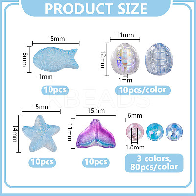 Transparent Spray Painted Glass & Acrylic Beads Findings Kits FIND-HY0004-64A-1