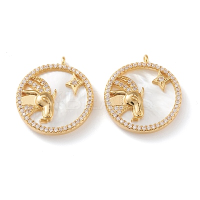Real 18K Gold Plated Brass Micro Pave Clear Cubic Zirconia Pendants ZIRC-J039-14G-I-1