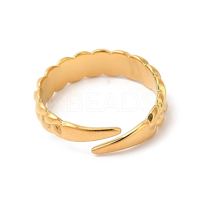 Ion Plating(IP) 304 Stainless Steel Twist Rope Shape Open Cuff Ring for Women RJEW-E063-31G-1