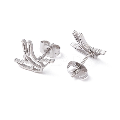 Non-Tarnish Swallow Shape 304 Stainless Steel Stud Earrings for Women LS-EJEW-Z017-12P-1