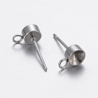 Non-Tarnish 304 Stainless Steel Stud Earring Settings STAS-P198-19D-1