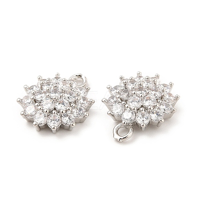 Brass Micro Pave Clear Cubic Zirconia Pendants KK-E071-11P-1