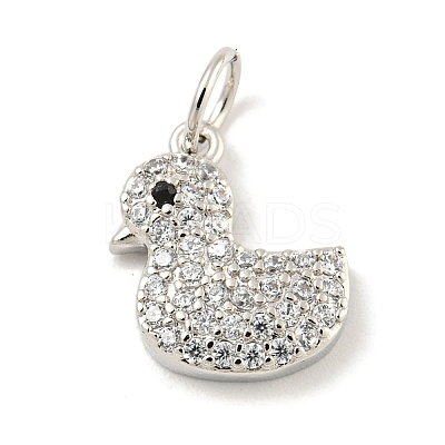Rack Plating Brass Micro Pave Clear Cubic Zirconia Pendants KK-B093-02D-P-1