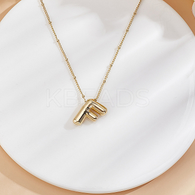 1pc Brass Chain with Alloy Letter Pendants Necklaces NJEW-LP0001-41F-G-1