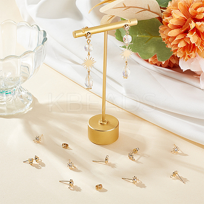 6 Pairs Sun Rack Plating Brass Micro Pave Cubic Zirconia Stud Earring Findings KK-BBC0010-98-1