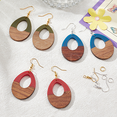 DIY Two Tone Teardrop Pendant Earrings Making Kit DIY-OC0008-16-1