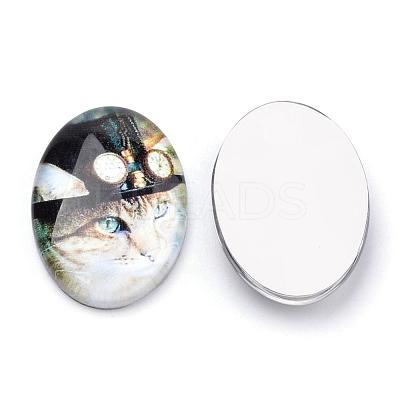 Flat Back Glass Kitten Cabochons GGLA-S034-25x18-024-1