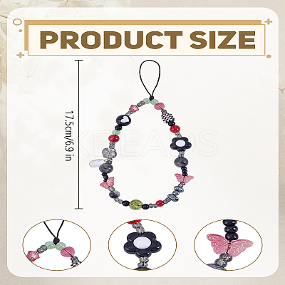 1Pc Flower & Butterfly Plastic Cell Phone Strap Charm Hanging Keychain for Women AJEW-LP0004-59-1