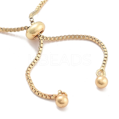 Brass Pave Clear Cubic Zirconia Flat Round Box Chain Slider Bracelets BJEW-B094-12B-G-1