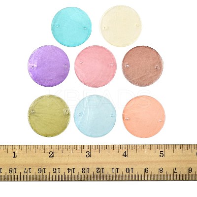 24Pcs 8 Colors Spray Painted Natural Capiz Shell Disc Links Connector Charms SSHEL-FS0001-06-1