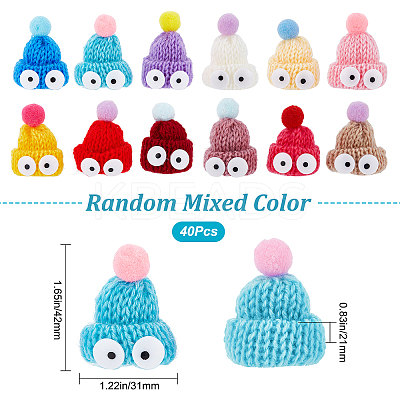 40Pcs Christmas Theme Handmade Wool Woven Hat Decoration WOVE-SC0001-05-1