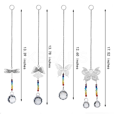 4Pcs 4 Style Glass Chandelier Suncatchers Prisms Chakra Hanging Pendant AJEW-SZ0002-27-1