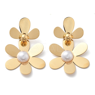 304 Stainless Steel Flower Stud Earrings for Women STAS-Z112-22G-1