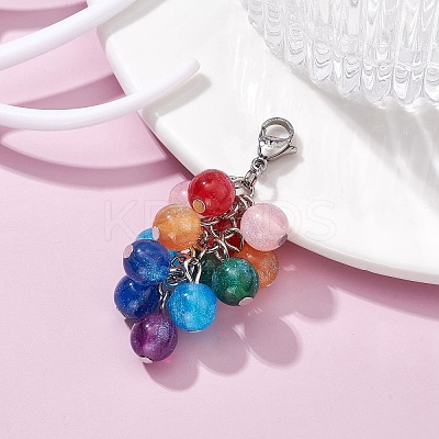 Resin Imitation Cat Eye Beaded Pendants Decoraiton HJEW-JM01203-1