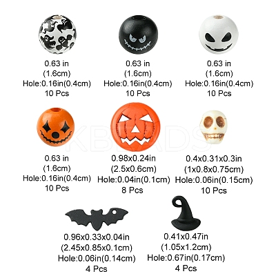 DIY Halloween Synthetic Turquoise & Round Wood Beads Jewelry Findings Kits DIY-FS0006-35-1