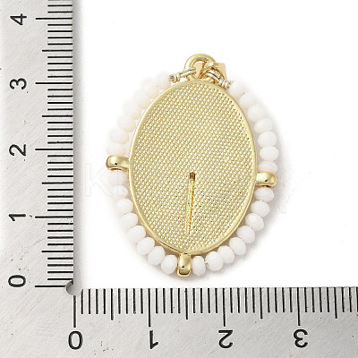 Brass Pave Shell Pendants KK-I708-01A-G-1