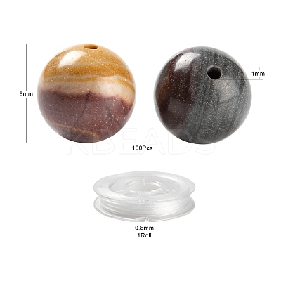 100Pcs 8mm Natural Mookaite Round Beads DIY-LS0002-57-1
