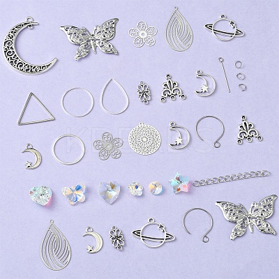 DIY Natural Lepidolite/Purple Mica Stone Beads & Stainless Steel Earring Making Kits DIY-FS0008-13-1
