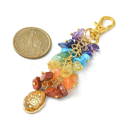 Chakra Gemstone Chips Pendant Decorations HJEW-JM01201-1