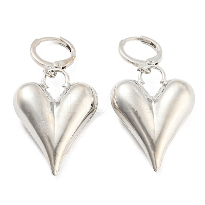 Rack Plating Brass Heart Dangle Leverback Earrings EJEW-A028-22P-1