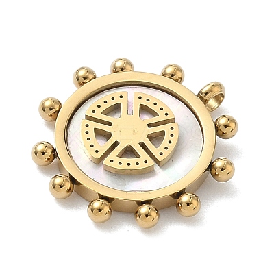 304 Stainless Steel with Synthetic Shell Pendants LS-STAS-G374-02G-1