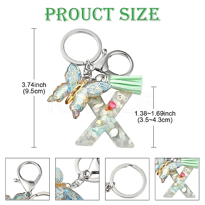 Resin & Acrylic & Faux Suede Tassel Keychain KEYC-YW00126-01-1