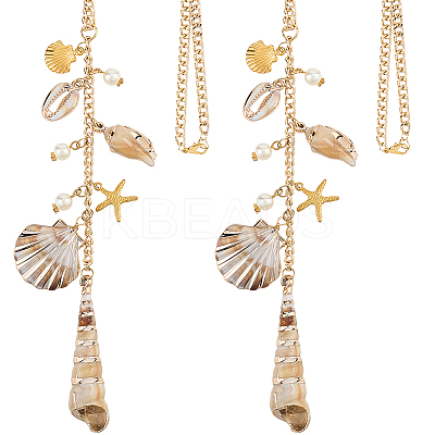 2Pcs Ocean Theme Acrylic & Alloy Pendant Decoration HJEW-SC0002-70-1