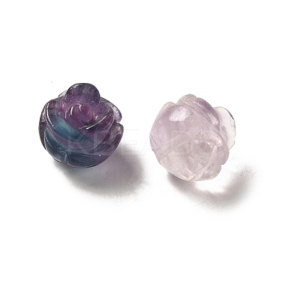Natural Fluorite Carved Flower Scattered Beads G-O156-B-21-1