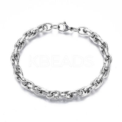 Non-Tarnish 201 Stainless Steel Rope Chain Bracelet BJEW-S057-82-1