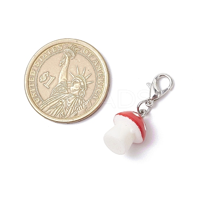 Plastic Mushroom Pendant Decoration HJEW-JM03197-1