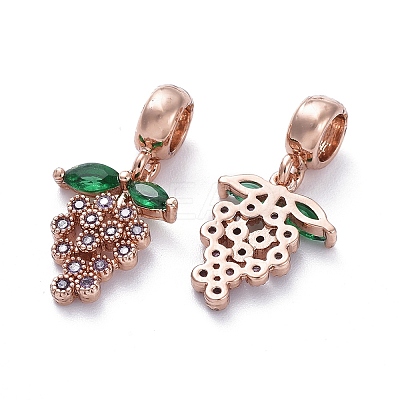 Brass Micro Pave Cubic Zirconia European Dangle Charms LS-ZIRC-F074-05RG-1