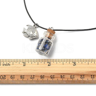 3Pcs 3 Styles Natural & Synthetic Mixed Gemstone Chips Wish Bottle Pendant Necklaces Set NJEW-FZ00013-1