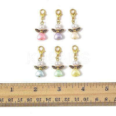 32Pcs Angel Imitation Pearl Acrylic with Alloy Pendant Decorations HJEW-FS00040-02-1