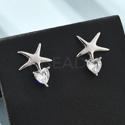 925 Sterling Silver Stud Earrings EJEW-D317-02P-1