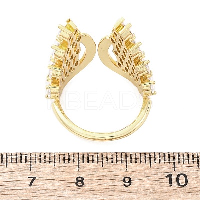 Brass Micro Pave Clear Cubic Zirconia Cuff Rings for Women RJEW-A062-02G-1
