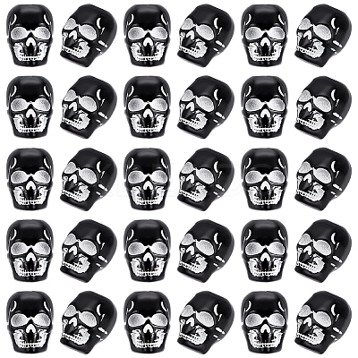 200Pcs Spray Printed Opaque Acrylic European Beads SACR-UN0001-07-1