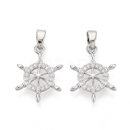 Brass Micro Pave Clear Cubic Zirconia Pendants KK-N259-01P-1