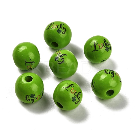 St. Patrick's Day Series Printed Schima Wood European Beads WOOD-V002-01K-1