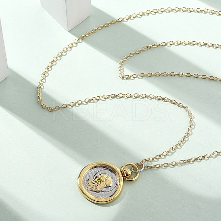Brass Twelve Constellations Tarot Pendant Necklaces LS-NJEW-Q006-01H-G-1