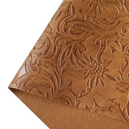 Embossed Flower Pattern Imitation Leather Fabric PW-WG18445-08-1